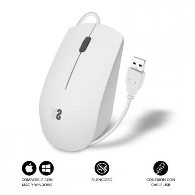 Ratón Subblim Business Silencioso/ Hasta 1200 DPI/ Blanco
