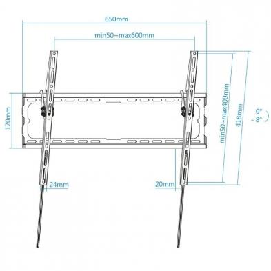 Soporte de Pared Fijo / Inclinable TooQ LP1081T-B para TV de 37-80'/ hasta 45kg