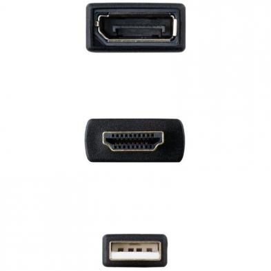 Cable Conversor Nanocable 10.16.0205/ HDMI Macho - DisplayPort Hembra/ 20cm/ Negro
