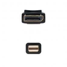 Cable Mini Displayport Nanocable 10.15.2402/ Mini Displayport Macho - Displayport Macho/ 2m/ Negro