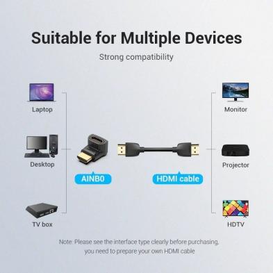 Adaptador HDMI 4K 270º Vention AINB0/ HDMI Macho a HDMI Hembra