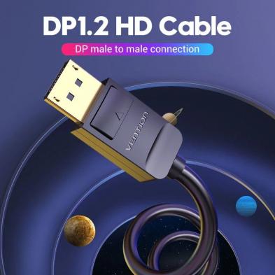 Cable Displayport 1.2 4K Vention HACBH/ Displayport Macho - Displayport Macho/ 2m/ Negro