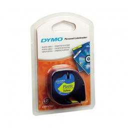 Cinta Rotuladora Adhesiva de Plástico Dymo 91202/ para Letratag/ 12mm x 4m/ Negra-Amarilla - Imagen 1