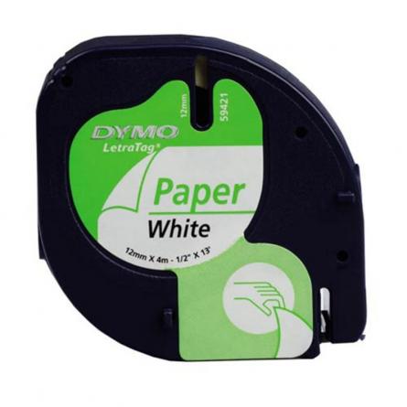 Cinta Rotuladora Adhesiva de Papel Dymo 59421/ para Letratag/ 12mm x 4m/ Blanca - Imagen 1