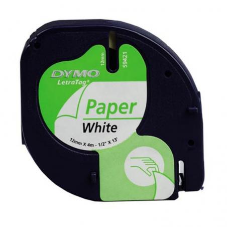 Cinta Rotuladora Adhesiva de Papel Dymo 59421/ para Letratag/ 12mm x 4m/ Blanca - Imagen 1