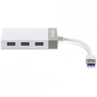 Hub USB 3.0 Trendnet TU3-ETGH3/ 3xUSB/ 1xRJ45/ Blanco y Gris
