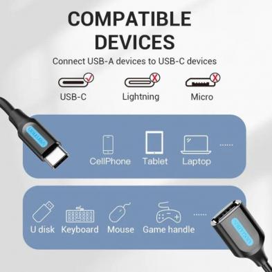 Adaptador USB 2.0 Tipo-C Vention CCSBB/ USB Tipo-C Macho - USB Hembra