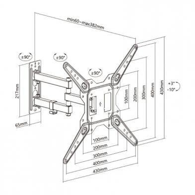 Soporte de Pared Giratorio/ Inclinable/ Aisens WT55TSE-153 para TV de 23-55'/ hasta 30kg