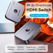 Conmutador HDMI 4K Bidireccional Vention AKPH0/ HDMI Hembra - 2x HDMI Hembra - USB Tipo-C Hembra
