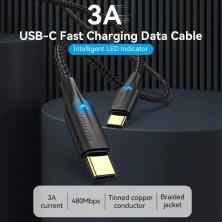 Cable USB 2.0 Tipo-C 3A Vention TAUBF/ USB Tipo-C Macho - USB Tipo-C Macho/ 1m/ Negro