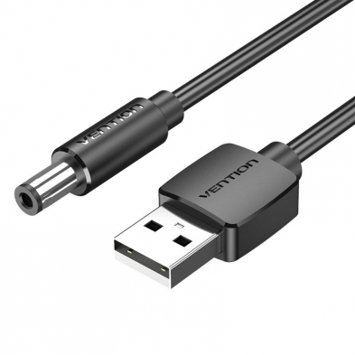 Cable Alimentación Vention CEYBF/ USB-A Macho - DC 5.5mm/ 1m/ Negro