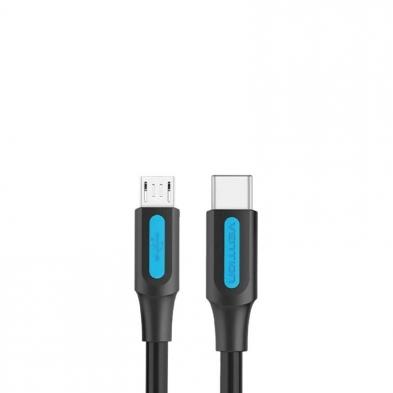 Cable USB 2.0 Tipo-C Vention COVBD/ USB Tipo-C Macho - MicroUSB Macho/ 50cm/ Negro