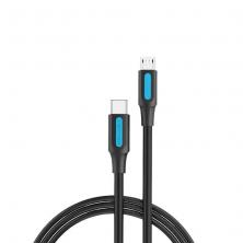 Cable USB 2.0 Tipo-C Vention COVBD/ USB Tipo-C Macho - MicroUSB Macho/ 50cm/ Negro