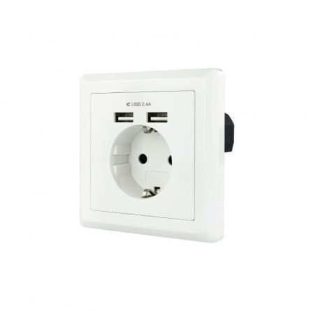 Roseta de Pared Nanocable 10.35.0010/ 1 Schuko/ 2 USB - Imagen 1