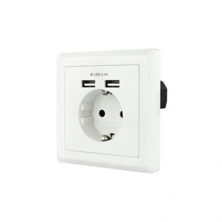 Roseta de Pared Nanocable 10.35.0010/ 1 Schuko/ 2 USB - Imagen 1