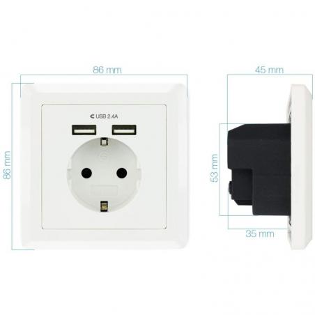 Roseta de Pared Nanocable 10.35.0010/ 1 Schuko/ 2 USB - Imagen 2