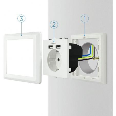 Roseta de Pared Nanocable 10.35.0010/ 1 Schuko/ 2 USB - Imagen 3