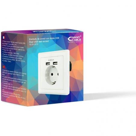 Roseta de Pared Nanocable 10.35.0010/ 1 Schuko/ 2 USB - Imagen 5
