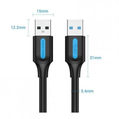 Cable USB 3.0 Vention CONBF/ USB Macho - USB Macho/ 1m/ Negro