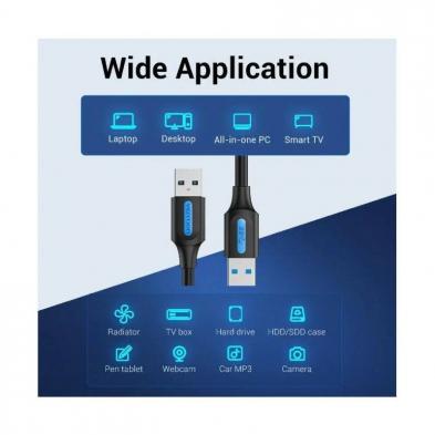 Cable USB 3.0 Vention CONBF/ USB Macho - USB Macho/ 1m/ Negro