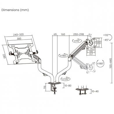 Soporte de Mesa Orientable/ Inclinable DTL32TSR-195 para TV y Portátil de 17-32'