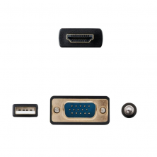 Cable Conversor Nanocable 10.15.4350/ HDMI Macho - VGA Hembra - Jack 3.5 Macho - USB Macho/ 1.8m/ Negro