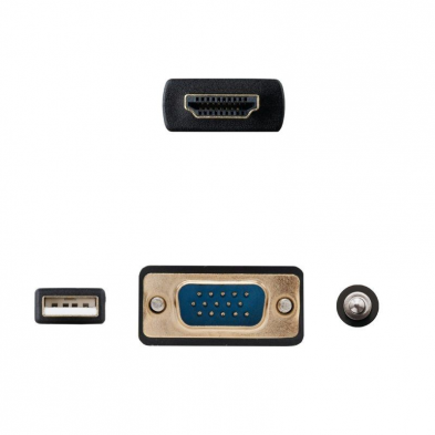 Cable Conversor Nanocable 10.15.4350/ HDMI Macho - VGA Hembra - Jack 3.5 Macho - USB Macho/ 1.8m/ Negro