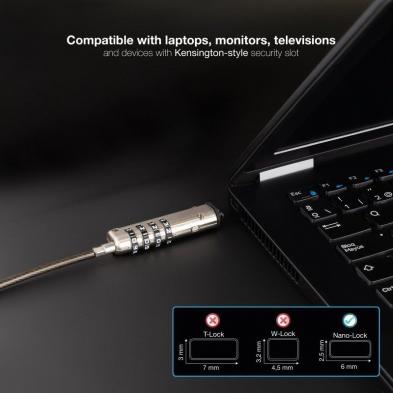 Cable de Seguridad Tipo NANO para Portátiles TooQ TQCLKC0035-G/ 1.5m
