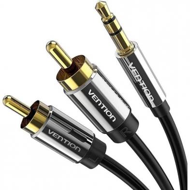 Cable Estéreo Vention BCFBJ/ Jack 3.5 Macho - 2x RCA Macho/ 5m/ Negro