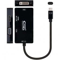 Adaptador Nanocable 10.16.4301-BK/ USB Tipo-C Macho - VGA Hembra/ DVI Hembra/ HDMI Hembra - Imagen 1