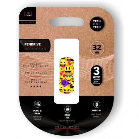Pendrive 32GB Tech One Tech Emoji collage USB 2.0 - Imagen 1