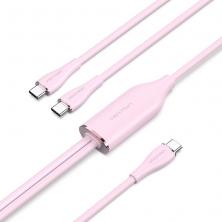 Cable USB Tipo-C Vention CTMPG/ USB Tipo-C Macho - 2 x USB Tipo-C Macho/ Hasta 100W/ 480Mbps/ 1.5m/ Rosa