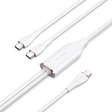 Cable USB Tipo-C Vention CTMWG/ USB Tipo-C Macho - 2 x USB Tipo-C Macho/ Hasta 100W/ 480Mbps/ 1.5m/ Blanco