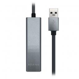Hub USB 3.0 Aisens A106-0401/ 3 Puertos USB/ 1 RJ45/ Gris - Imagen 1