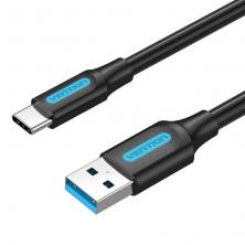 Cable USB 3.0 Tipo-C Vention COZBD/ USB Macho - USB Tipo-C Macho/ Hasta 60W/ 5Gbps/ 50cm/ Negro