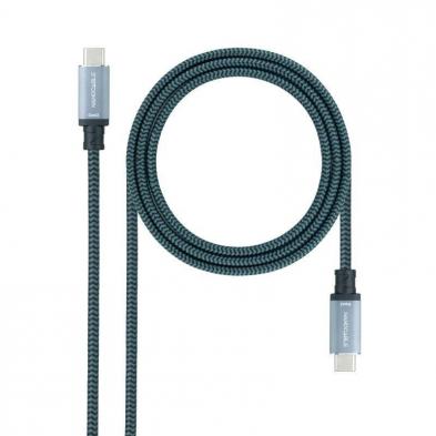 Cable USB 3.2 Nanocable 10.01.4103-COMB/ USB Tipo-C Macho - USB Tipo-C Macho/ Hasta 100W/ 20Gbps/ 3m/ Gris y Negro