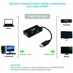 Adaptador Nanocable 10.16.3301-BK/ Displayport Macho - VGA Hembra/ DVI Hembra/ HDMI Hembra - Imagen 4
