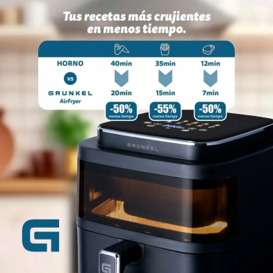 Freidora por Aire / Sin Aceite Grunkel BLack Light Fryer/ 1400W/ Capacidad 6L