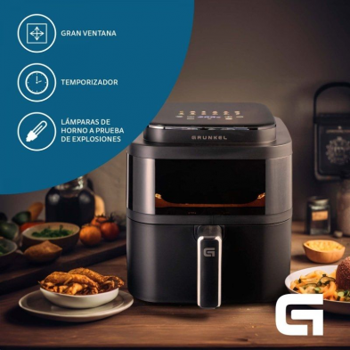 Freidora por Aire / Sin Aceite Grunkel BLack Light Fryer/ 1400W/ Capacidad 6L