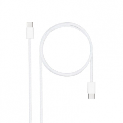 Cable USB 2.0 Tipo-C Nanocable 10.01.6001-CO/ USB Tipo-C Macho - USB Tipo-C Macho/ Hasta 60W/ 480Mbps/ 1m/ Blanco