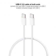 Cable USB 2.0 Tipo-C Nanocable 10.01.6001-CO/ USB Tipo-C Macho - USB Tipo-C Macho/ Hasta 60W/ 480Mbps/ 1m/ Blanco