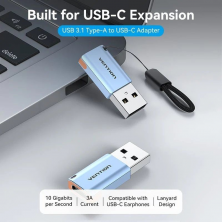 Adaptador USB 3.1 Vention CUBH0/ USB Tipo-C Macho - USB Hembra/ Gris