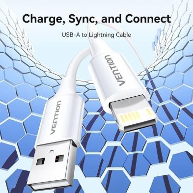 Cable USB 2.0 Lightning Vention LAIWF/ USB Macho - Lightning Macho/ 480Mbps/ 1m/ Blanco