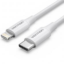 Cable USB 2.0 Tipo-C Lightning Vention LAJWF/ USB Tipo-C Macho - Lightning Macho/ Hasta 27W/ 480Mbps/ 1m/ Blanco