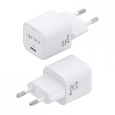 Cargador de Pared Aisens ASCH-30W1P018-W/ 1xUSB Tipo-C/ 30W