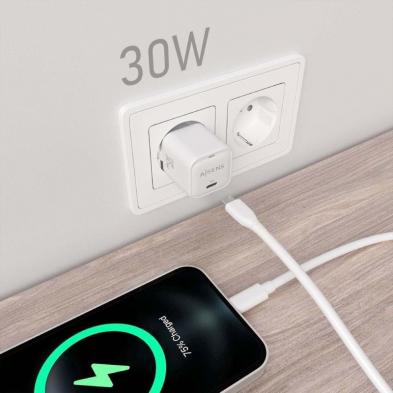 Cargador de Pared Aisens ASCH-30W1P018-W/ 1xUSB Tipo-C/ 30W