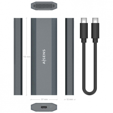 Caja Externa para Disco SSD M.2 NGFF Aisens ASM2-029GR/ USB 3.2/ Sin tornillos