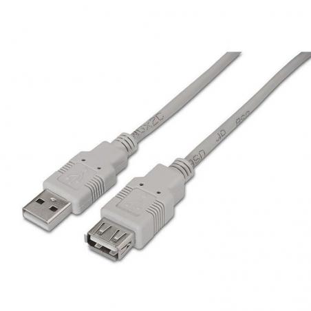Cable Alargador USB 2.0 Aisens A101-014/ USB Macho - USB Hembra/ 3m/ Beige - Imagen 1