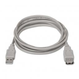 Cable Alargador USB 2.0 Aisens A101-014/ USB Macho - USB Hembra/ 3m/ Beige - Imagen 1