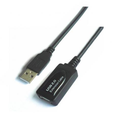 Cable Alargador USB 2.0 Aisens A101-0020/ USB Macho - USB Hembra/ 15m/ Negro - Imagen 1